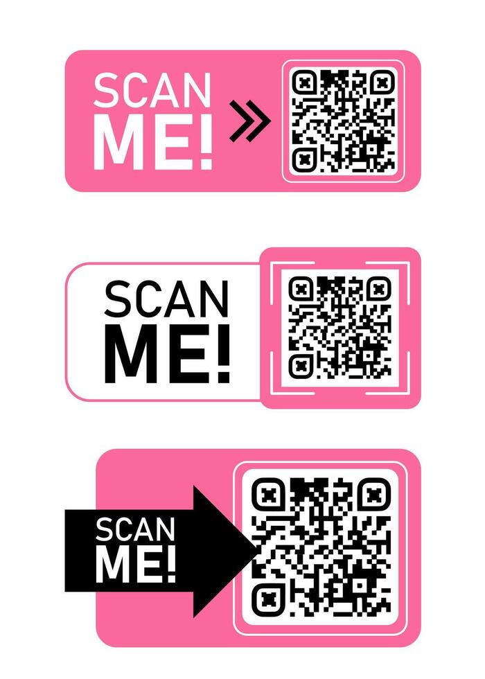 QR code for smartphone with scan me text. Qr code for payment, e-wallet, web, mobile app. UI UX design element. Barcode scan for smartphone vector