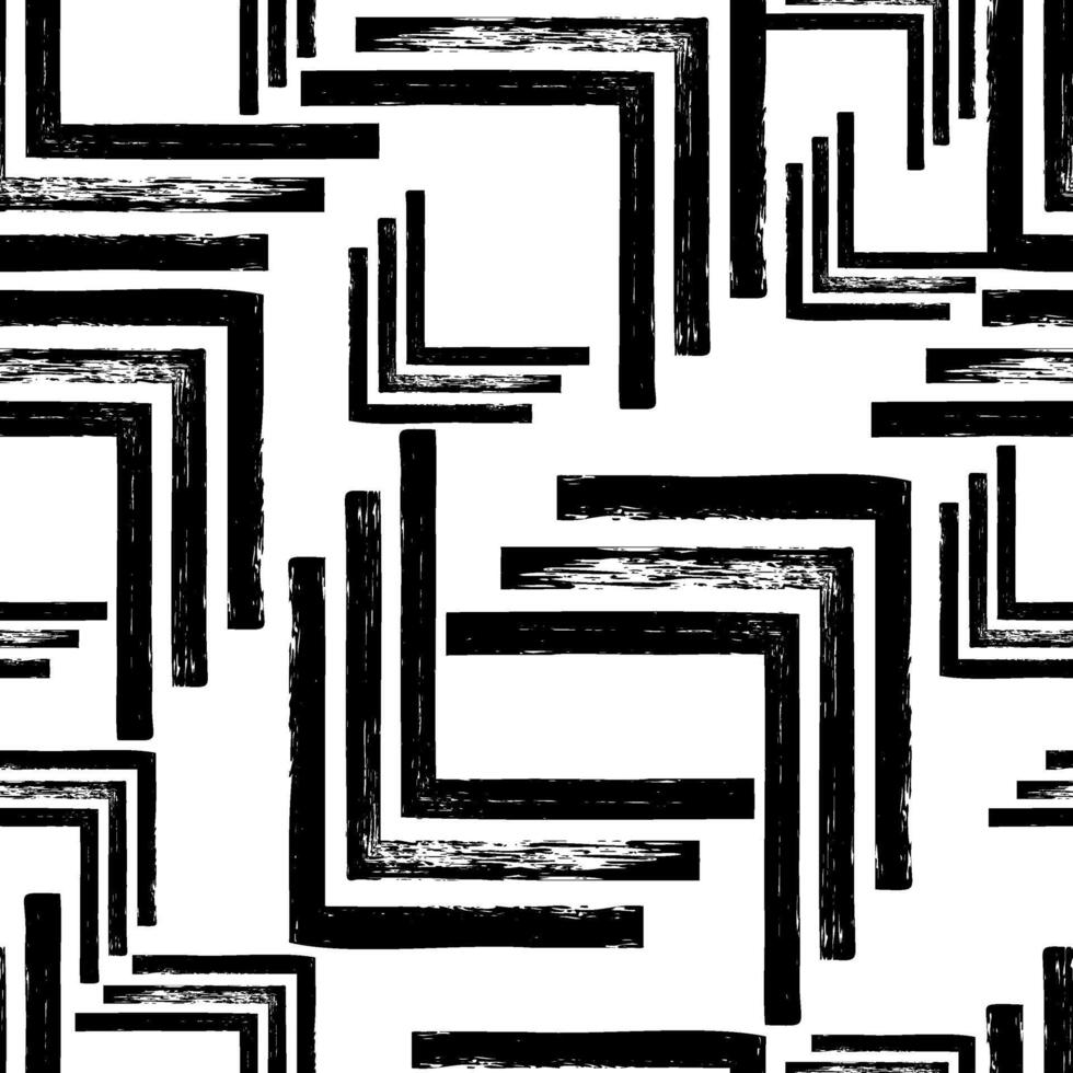 Abstract geometric seamless pattern with textured lines. Repeat geometry brush strokes texture. Great for textile, fabric, wallpaper, wrapping, scrapbook and packaging vector