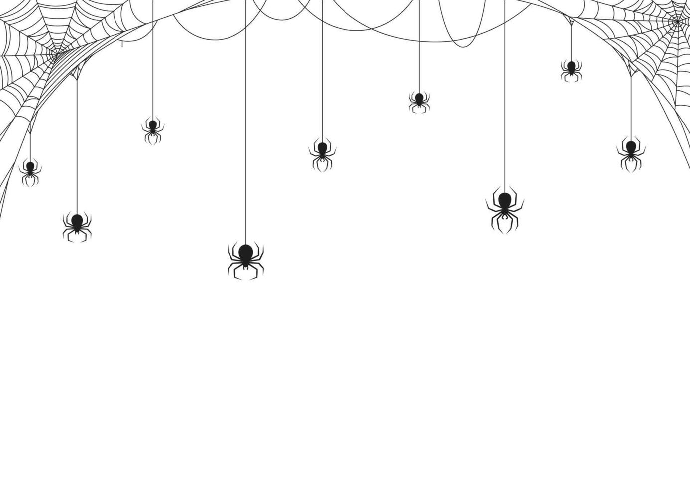 Halloween spider border with black widow cobweb vector