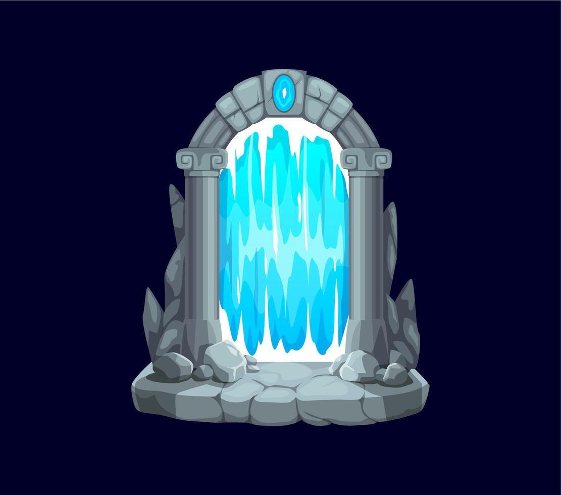 Fantasy fairytale game magic portal door, vector