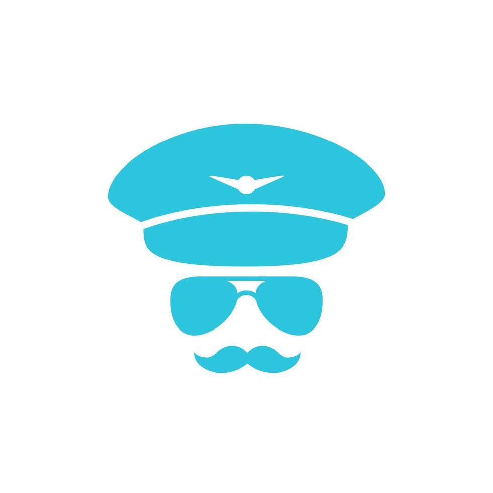 Flight captain pilot avatar, Isolated on white background. From blue icon set. vector