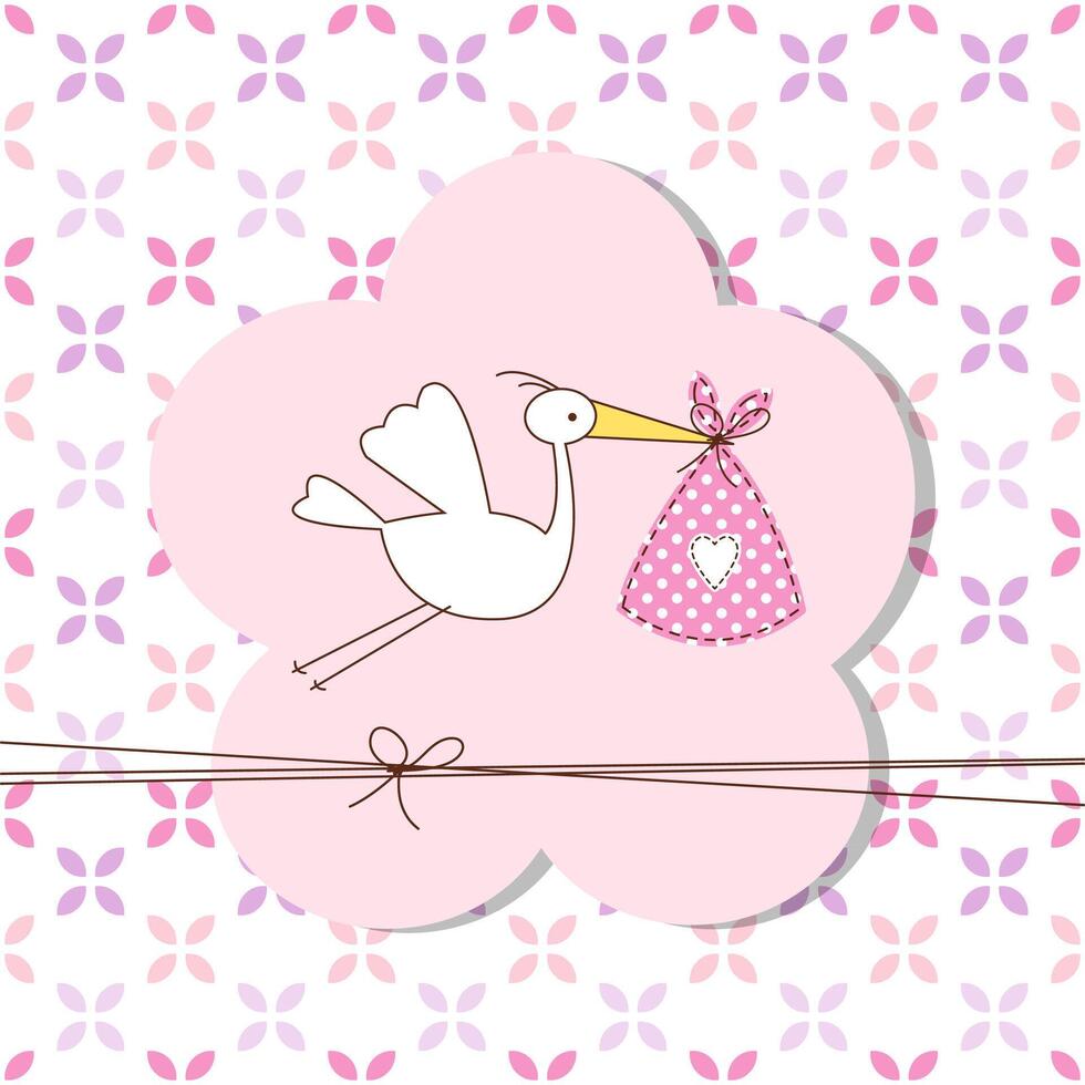 Baby girl, birthday greeting card vector
