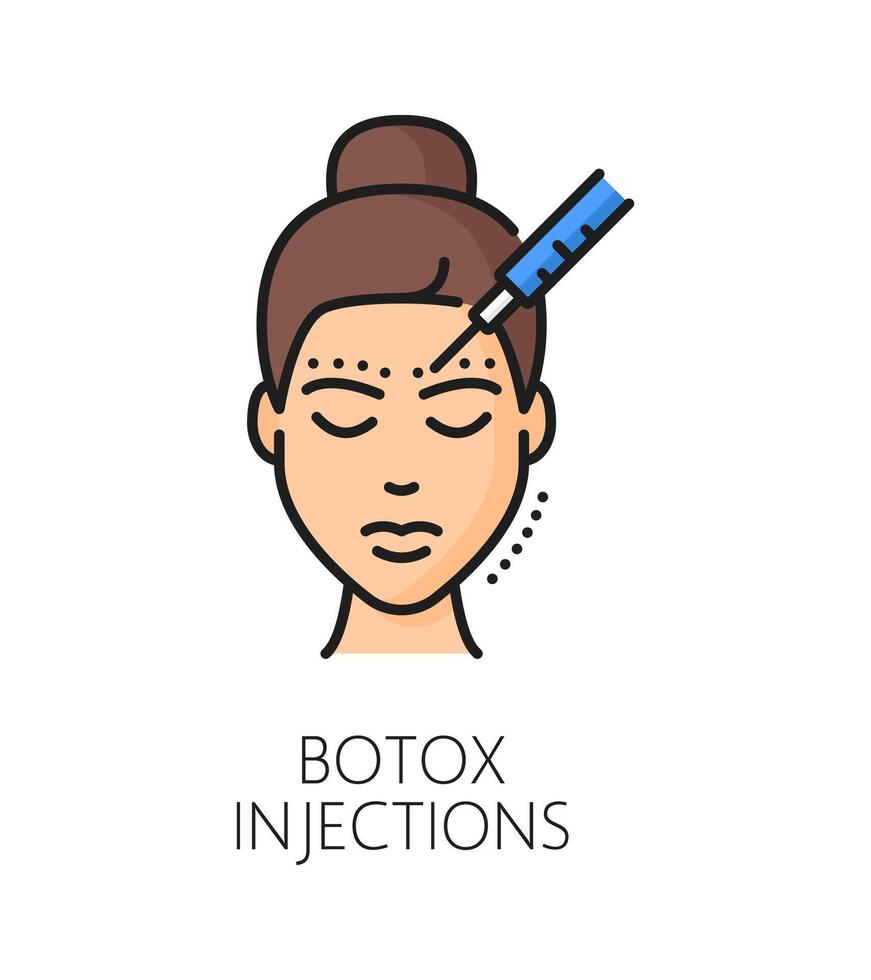 Botox injections cosmetology face care line icon vector