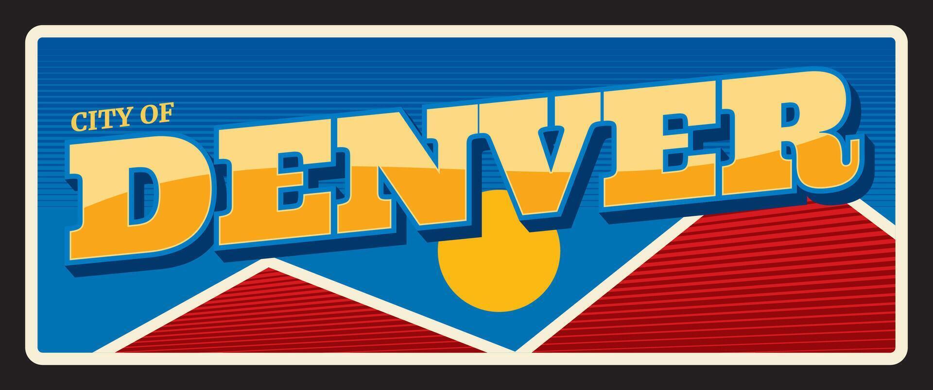 City of Denver, USA retro travel plate vector