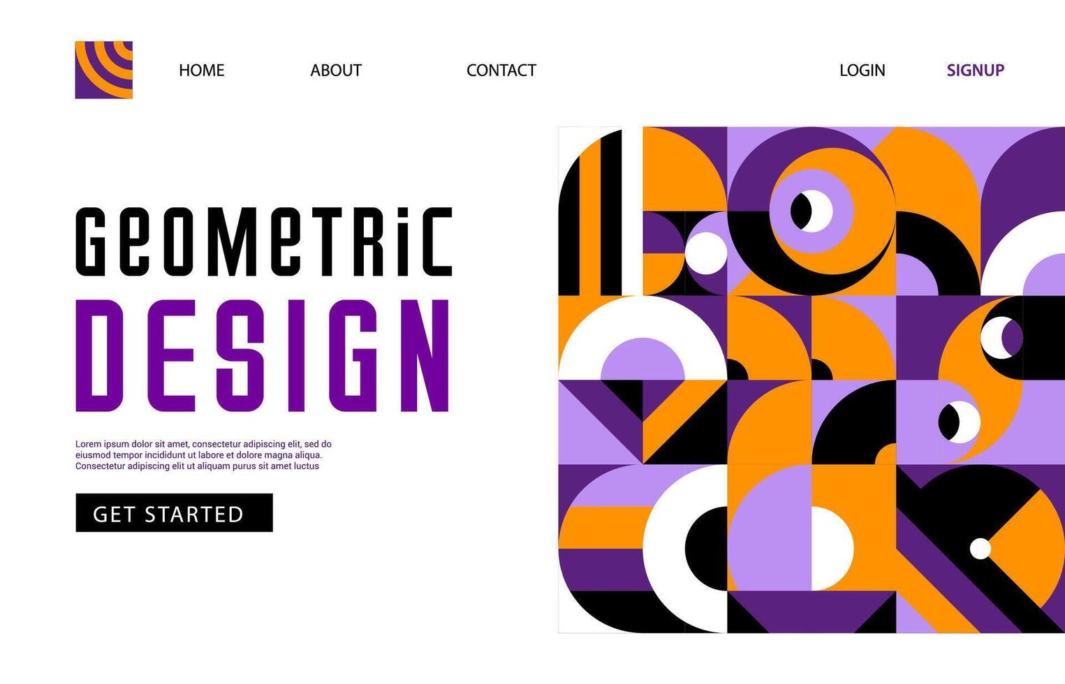 Landing page with modern Halloween Bauhaus pattern vector