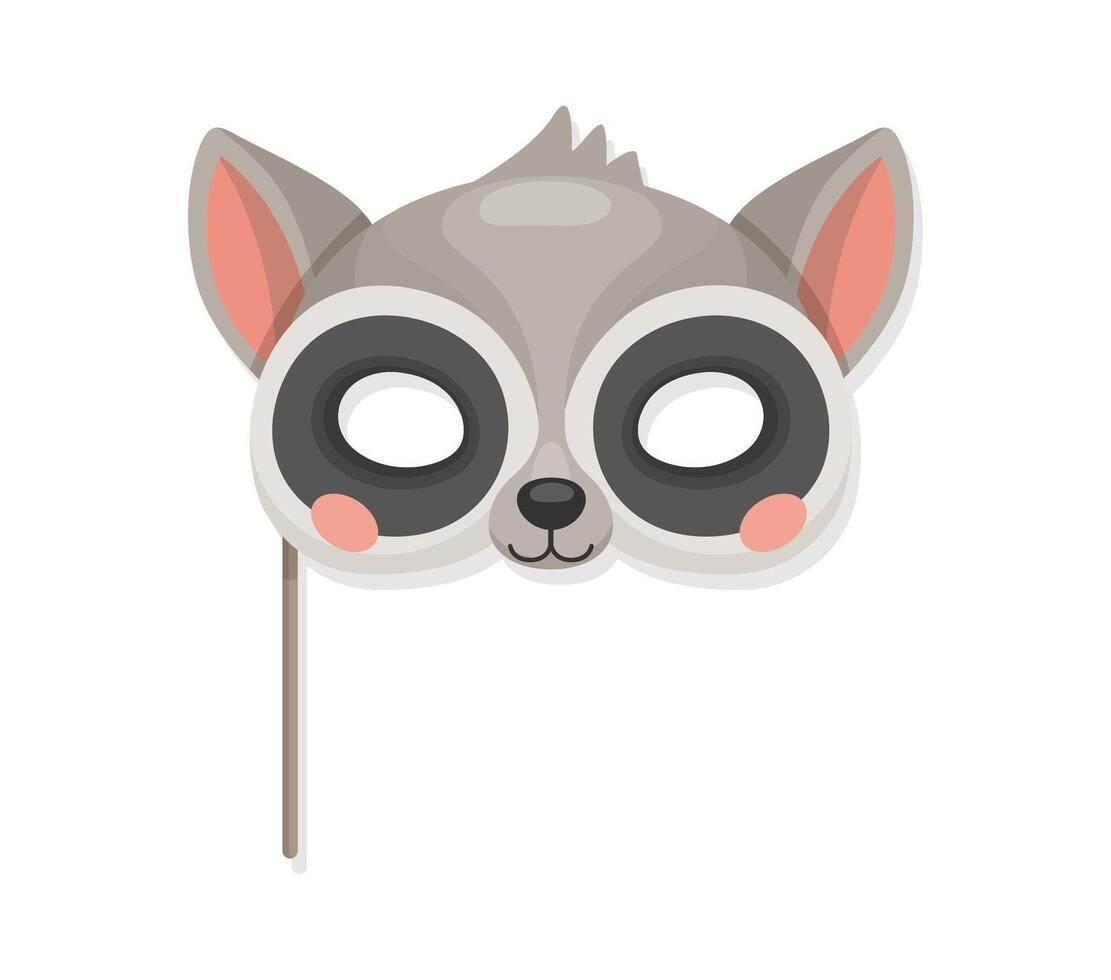 Raccoon animal carnival party mask on stick vector