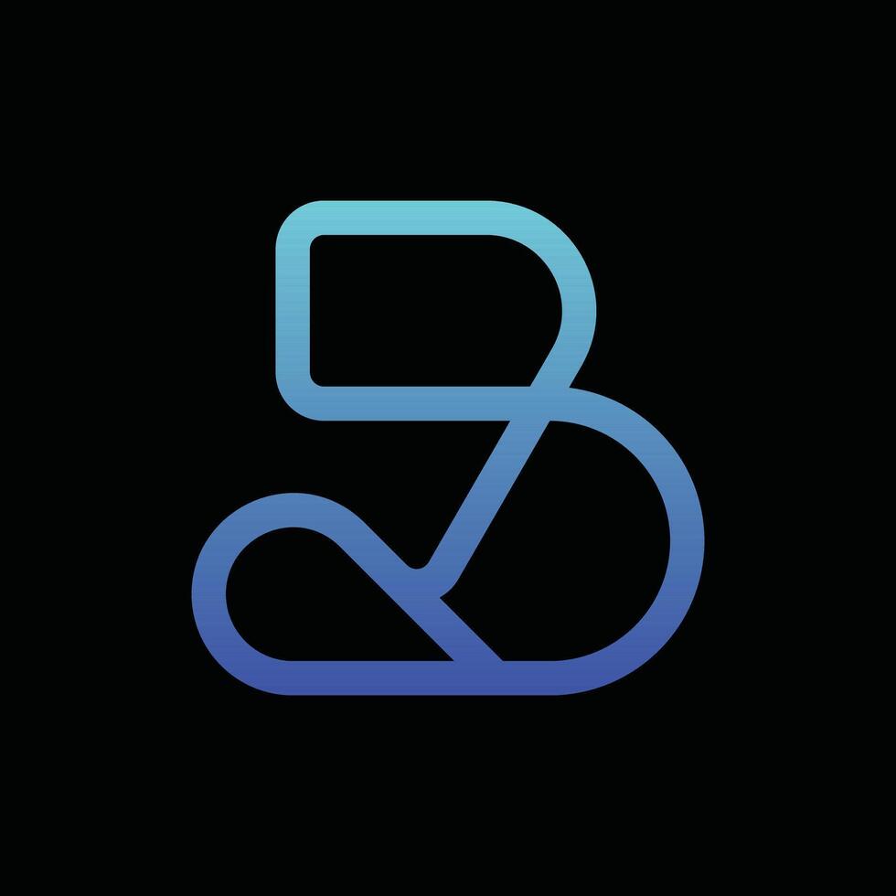 Initial B Line Modern simple logo design template, logo on black background vector