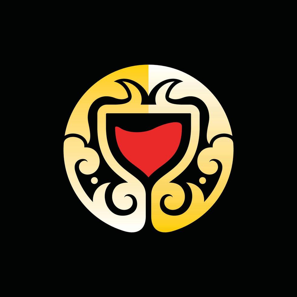 Wine with Golden Ornament luxury logo design, suitable for your company vector