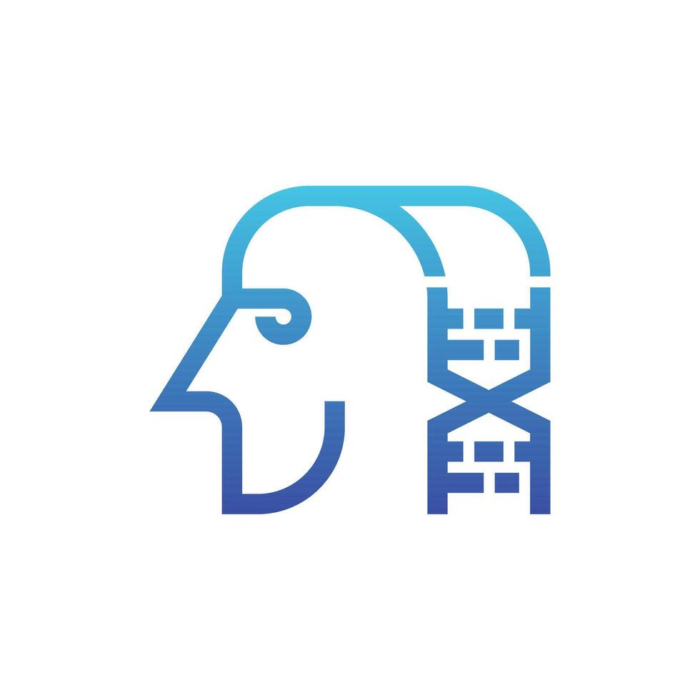 Human Head DNA Modern simple logo design, logotype element for template vector