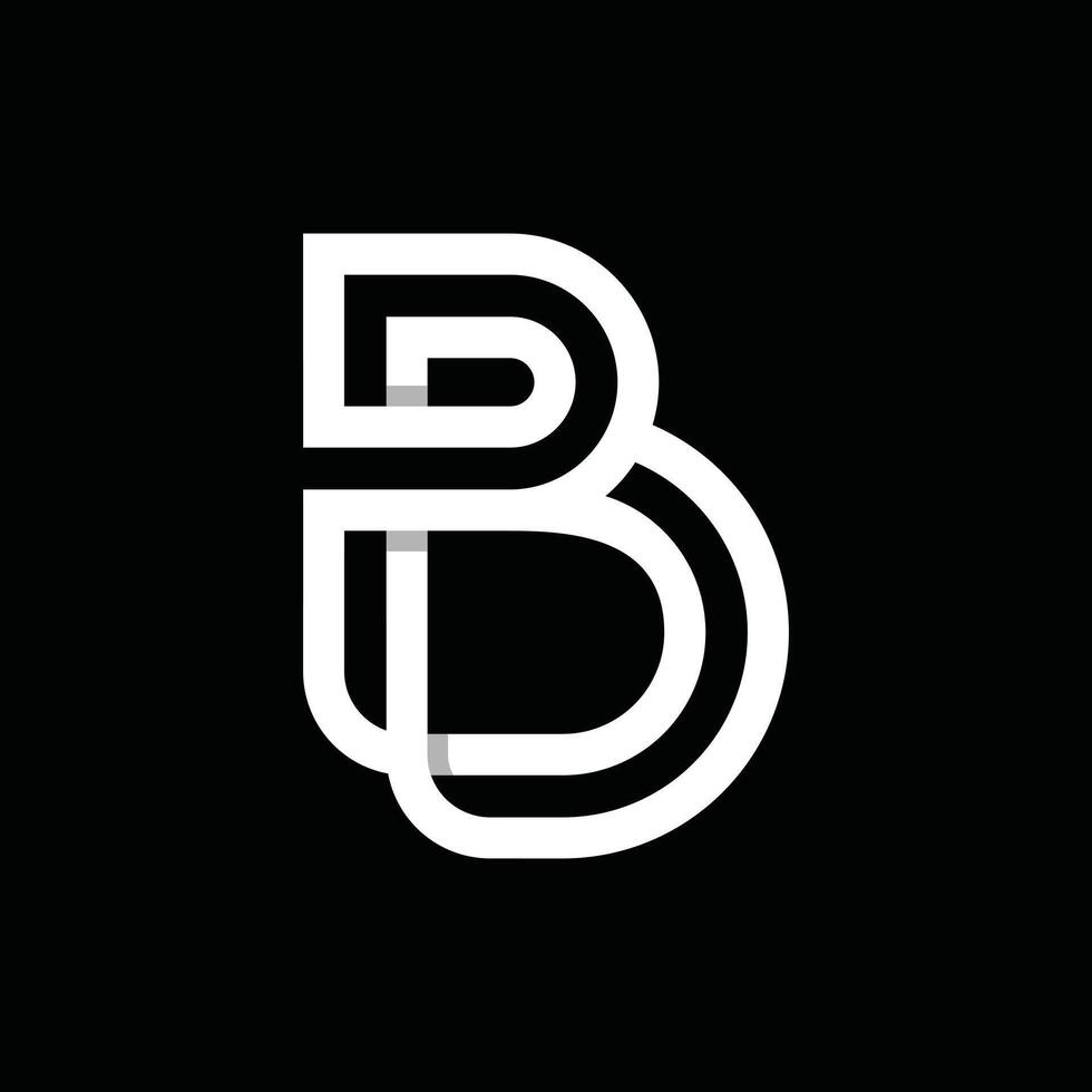 Letter BD line modern simple logo design template, logo on black background vector