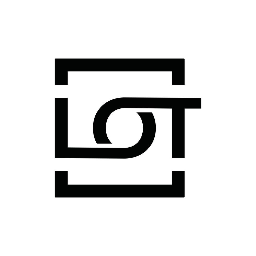 Monogram LOT in square line modern simple logo design template vector