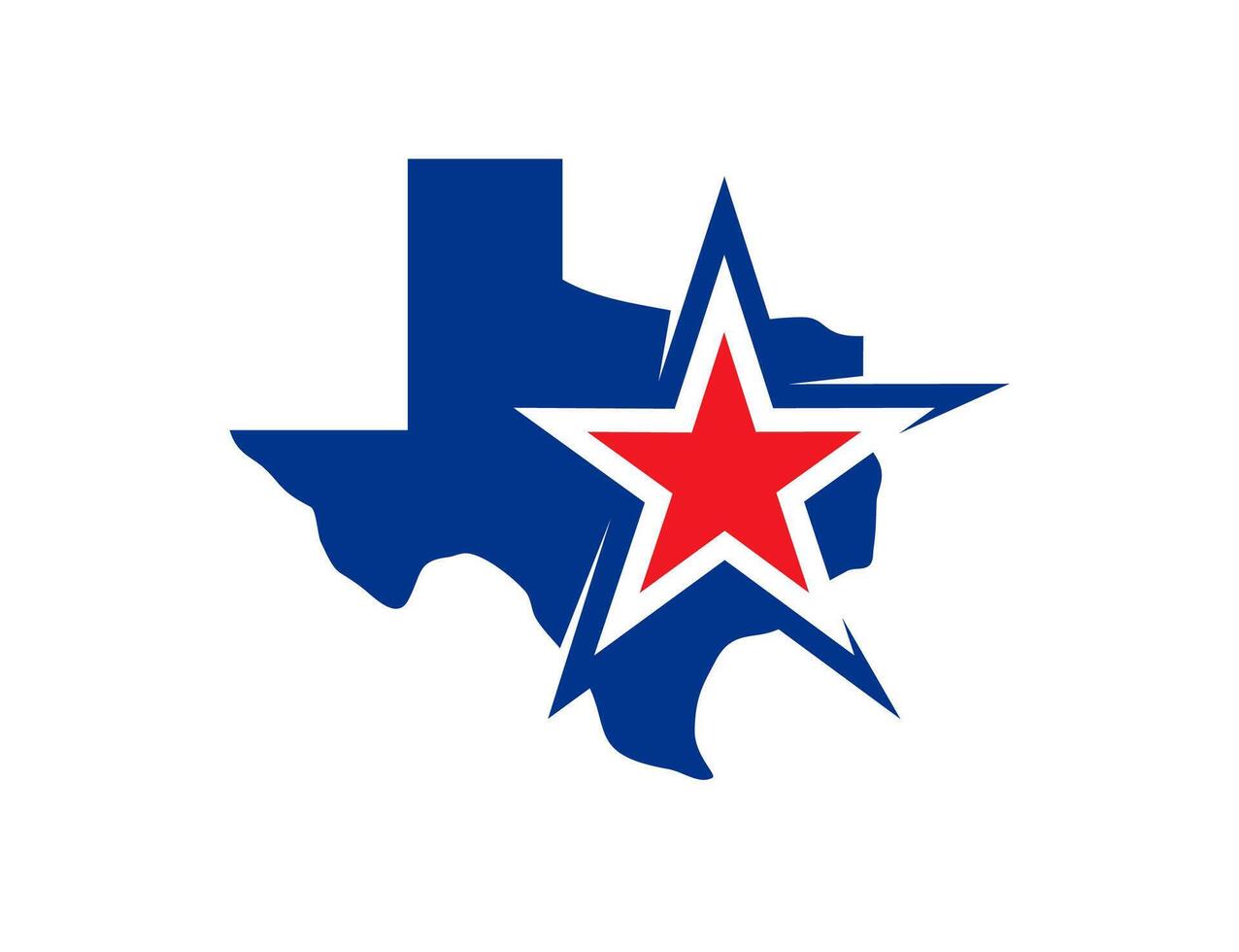 Texas state symbol, map icon, lone star, territory vector