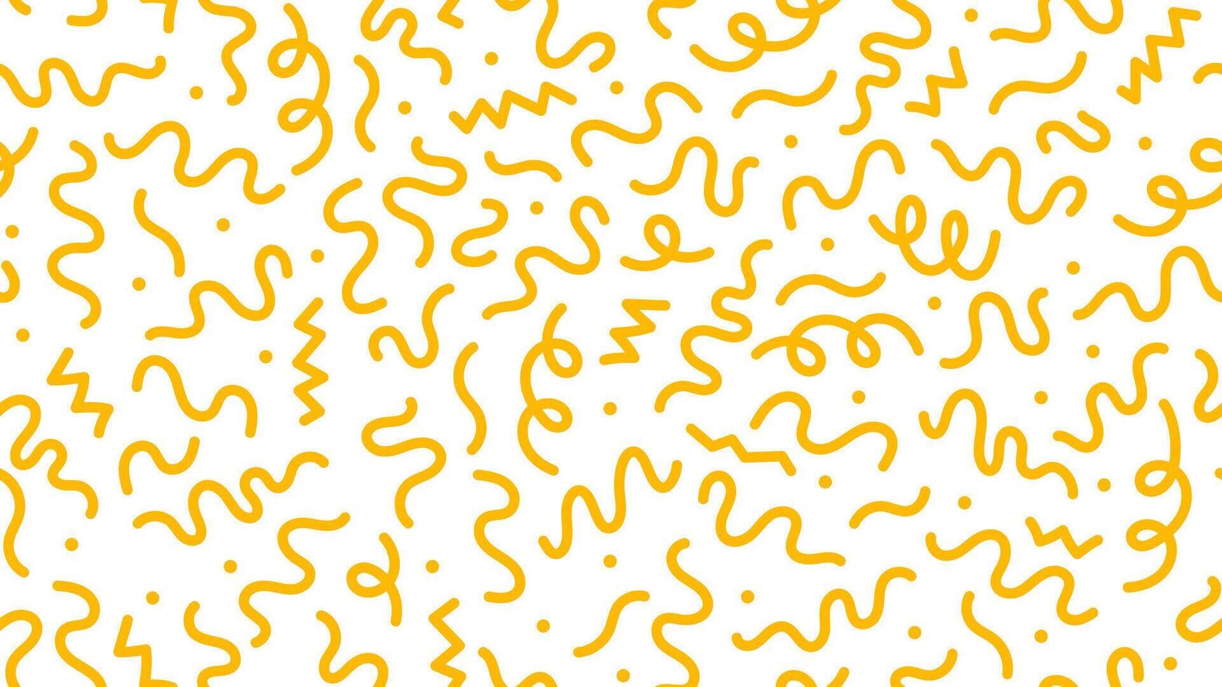 Yellow squiggle noodles line abstract pattern vector