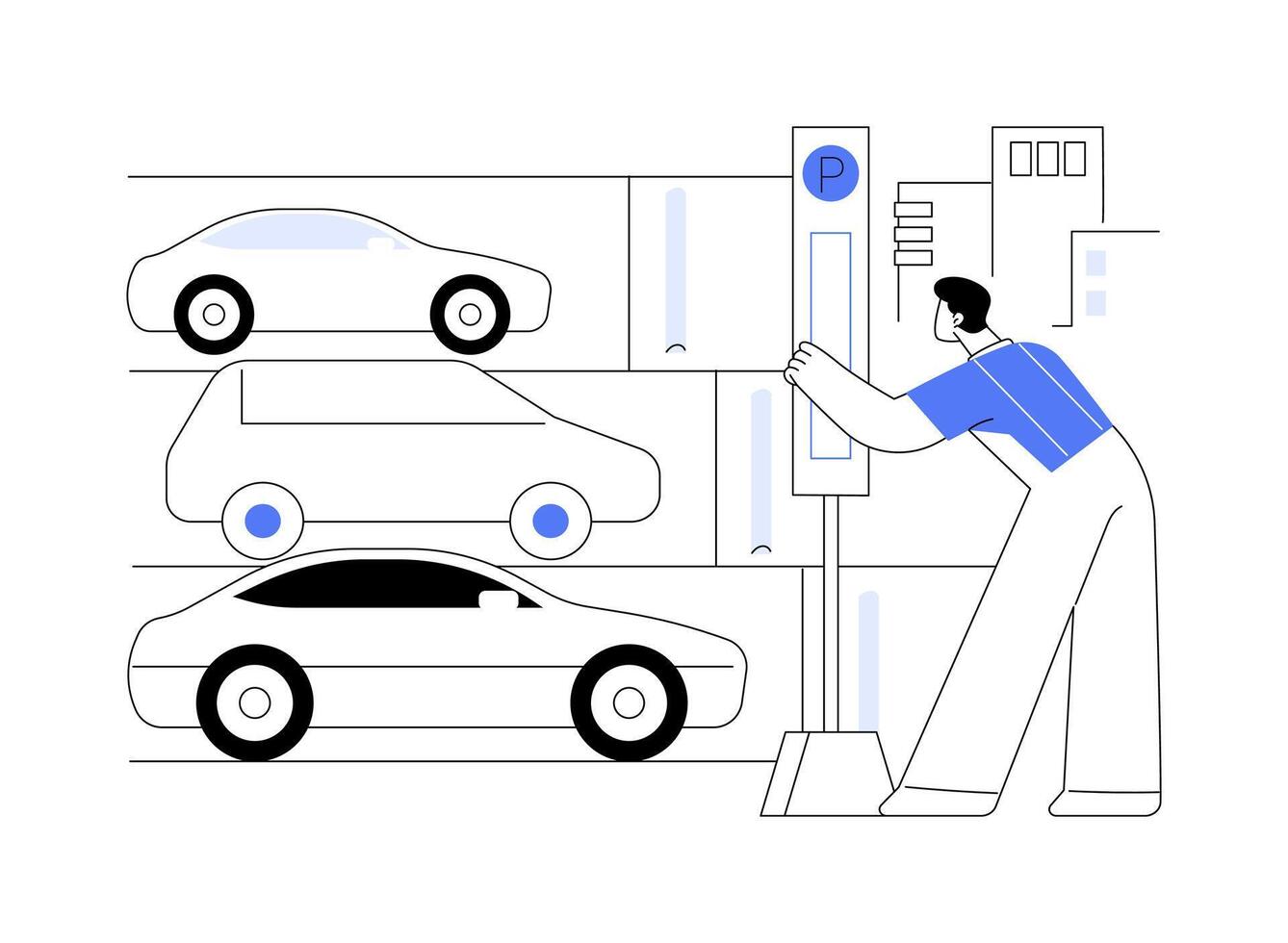 Reserving parking for clients isolated cartoon illustrations. vector