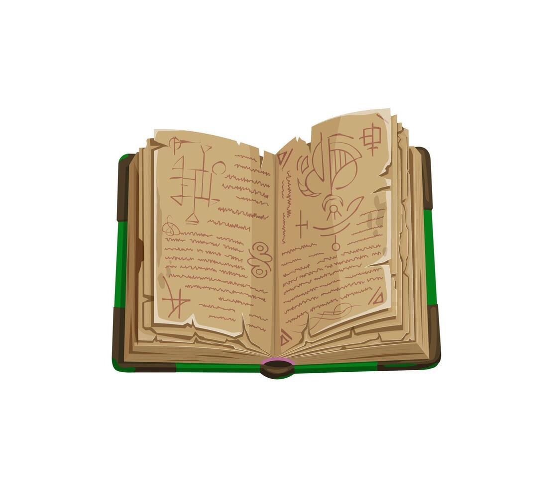 Game book with mysterious symbols and runes vector