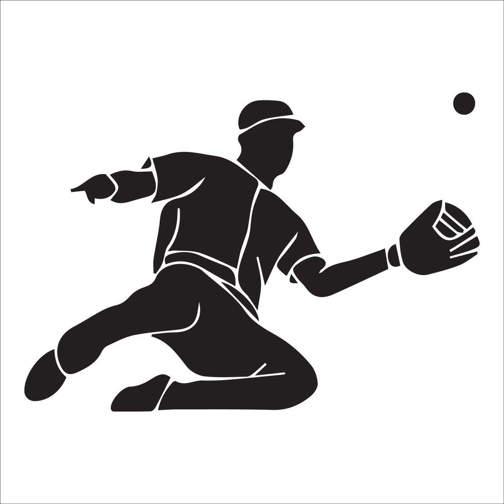 Set of Baseball player silhouette , Softball silhouette collection size eps 10 vector