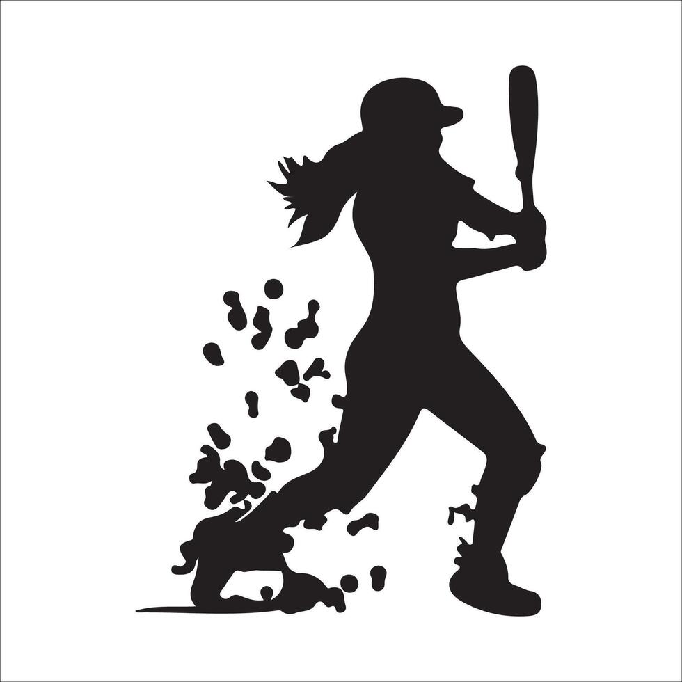 Set of Baseball player silhouette , Softball silhouette collection size eps 10 vector