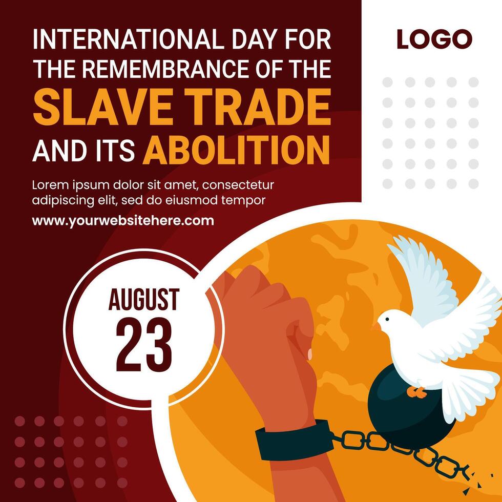 Slave Trade and Abolition Day Social Media Illustration Flat Cartoon Hand Drawn Templates Background vector