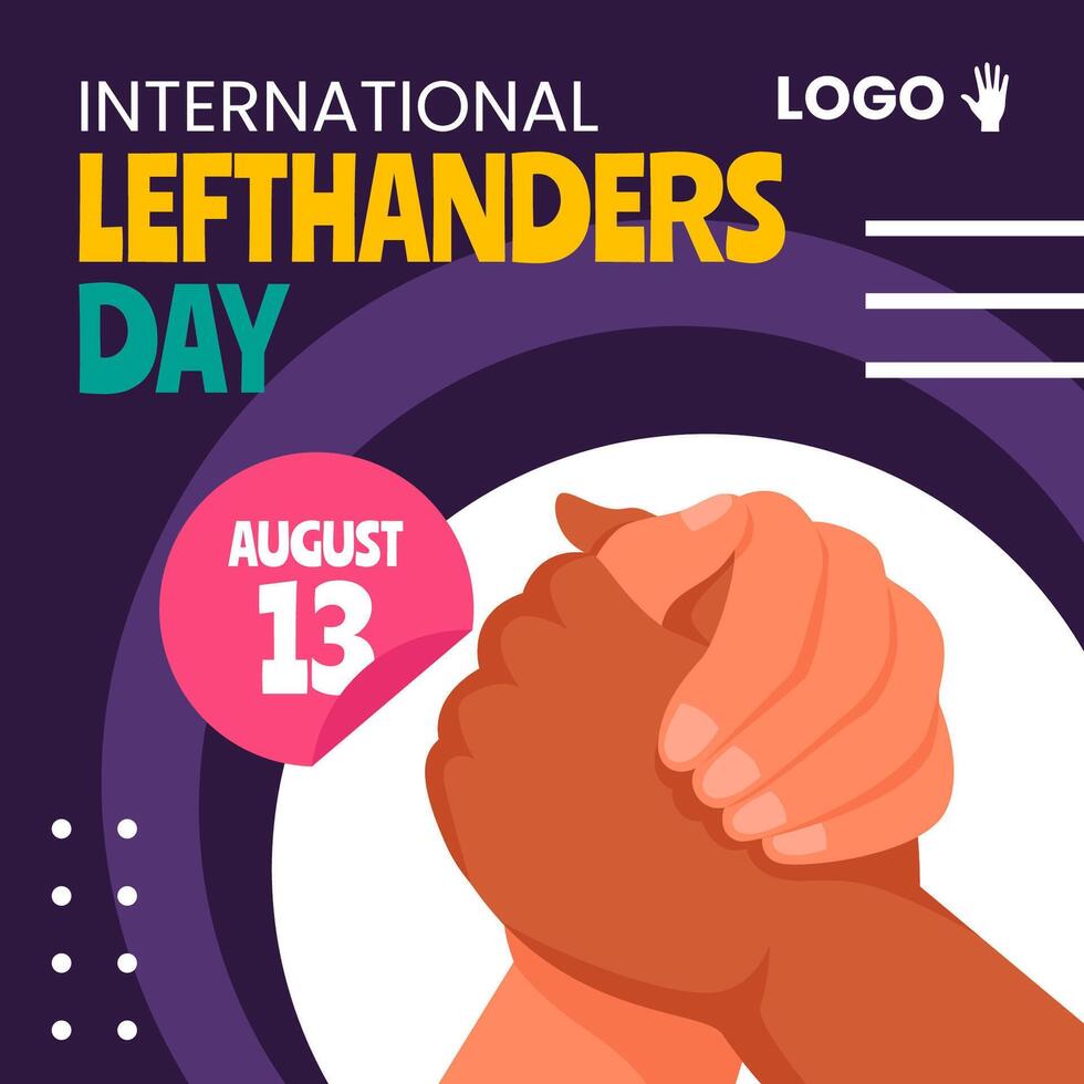 Left Handers Day Social Media Illustration Flat Cartoon Hand Drawn Templates Background vector