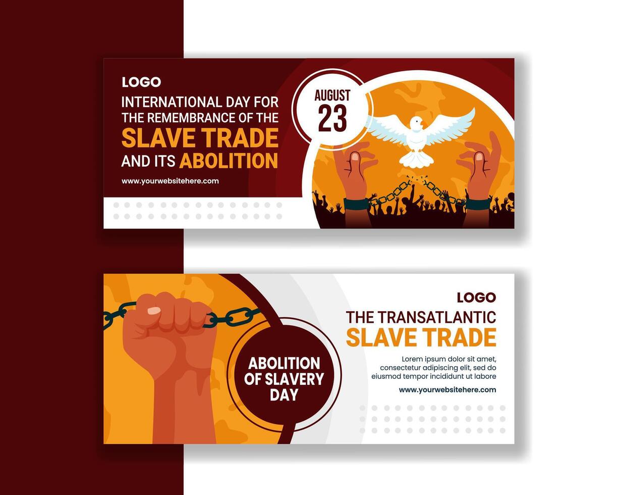 Slave Trade and Abolition Day Horizontal Banner Cartoon Hand Drawn Templates Background Illustration vector