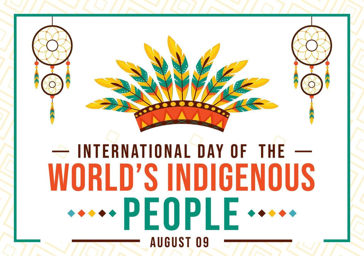 Illustration for World Indigenous People Day on August 9 to Raise Awareness and Protect the Rights of Populations, featuring a Flat Background vector