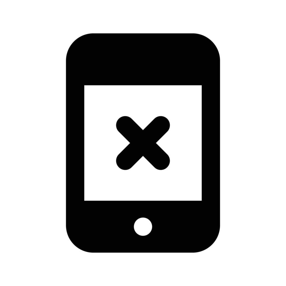 Cross sign on mobile phone, concept icon of rejection in modern style vector