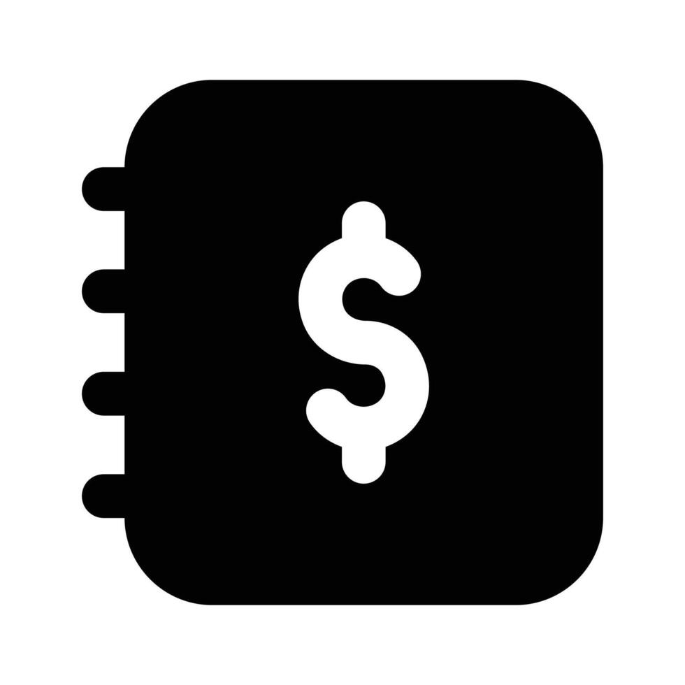 Dollar sign on notebook depicting of financial document, ready to use icon vector