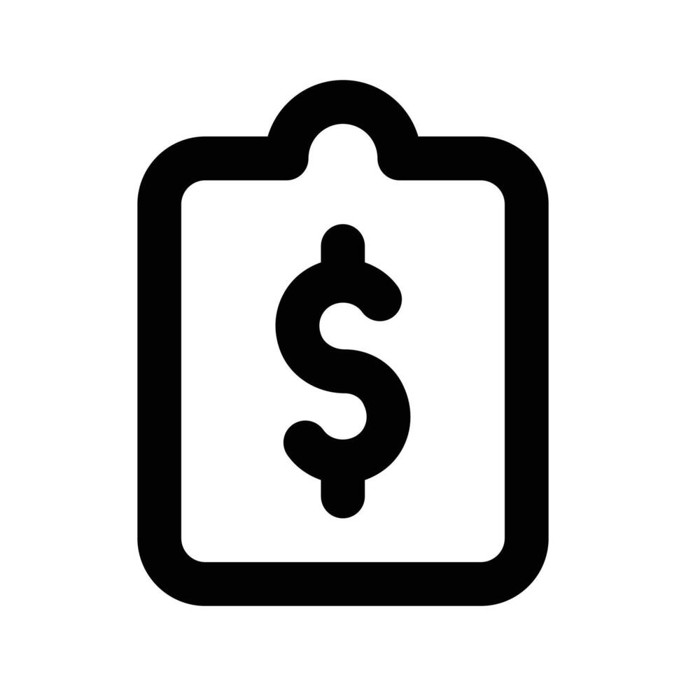 Dollar sign on clipboard depicting of financial document, ready to use icon vector