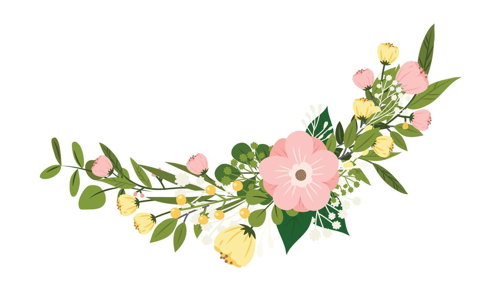 Flowers garden plant decoration illustration on white background vector