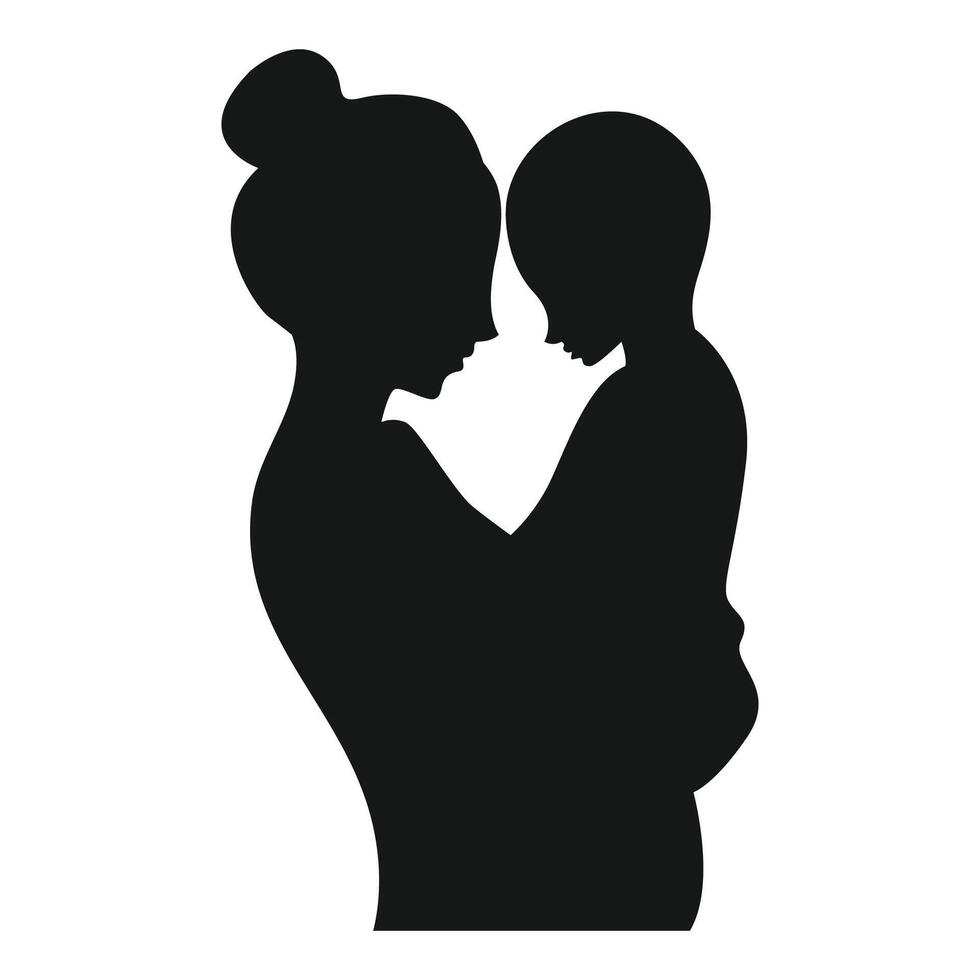 Flat design mother and son silhouette vector