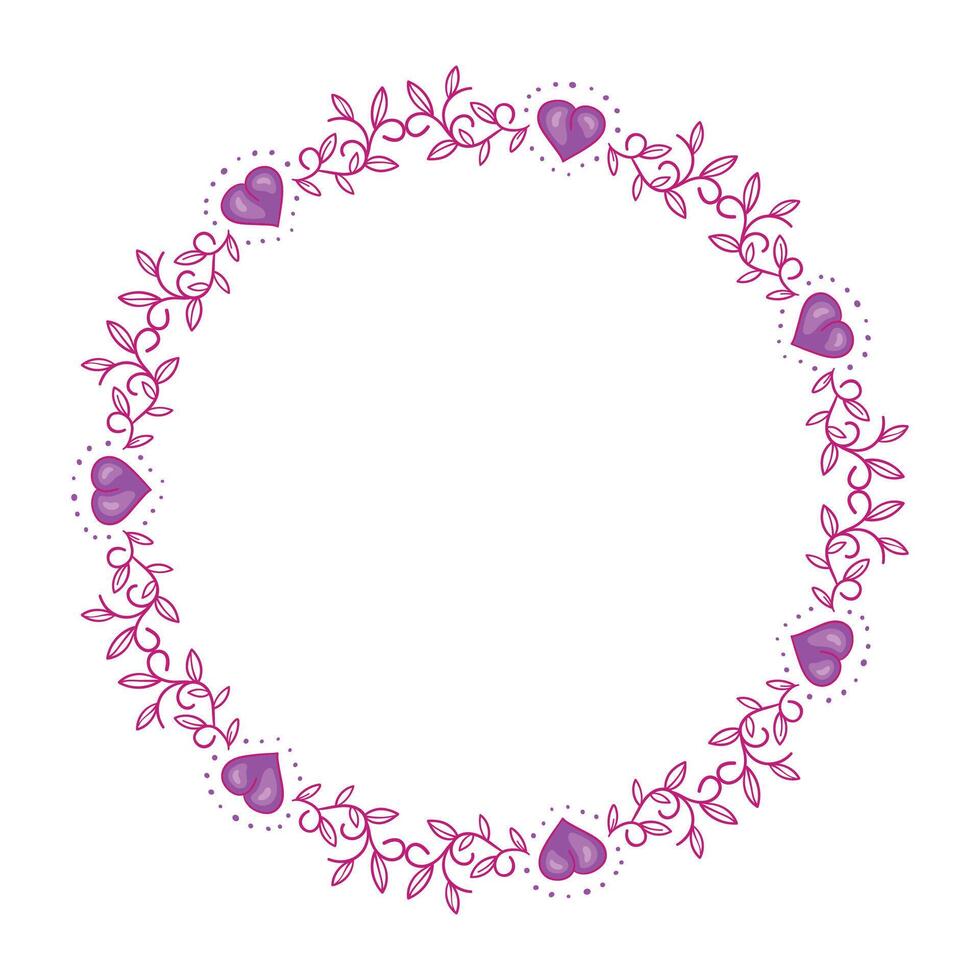 Hand drawn flat design hearts border and frame vector