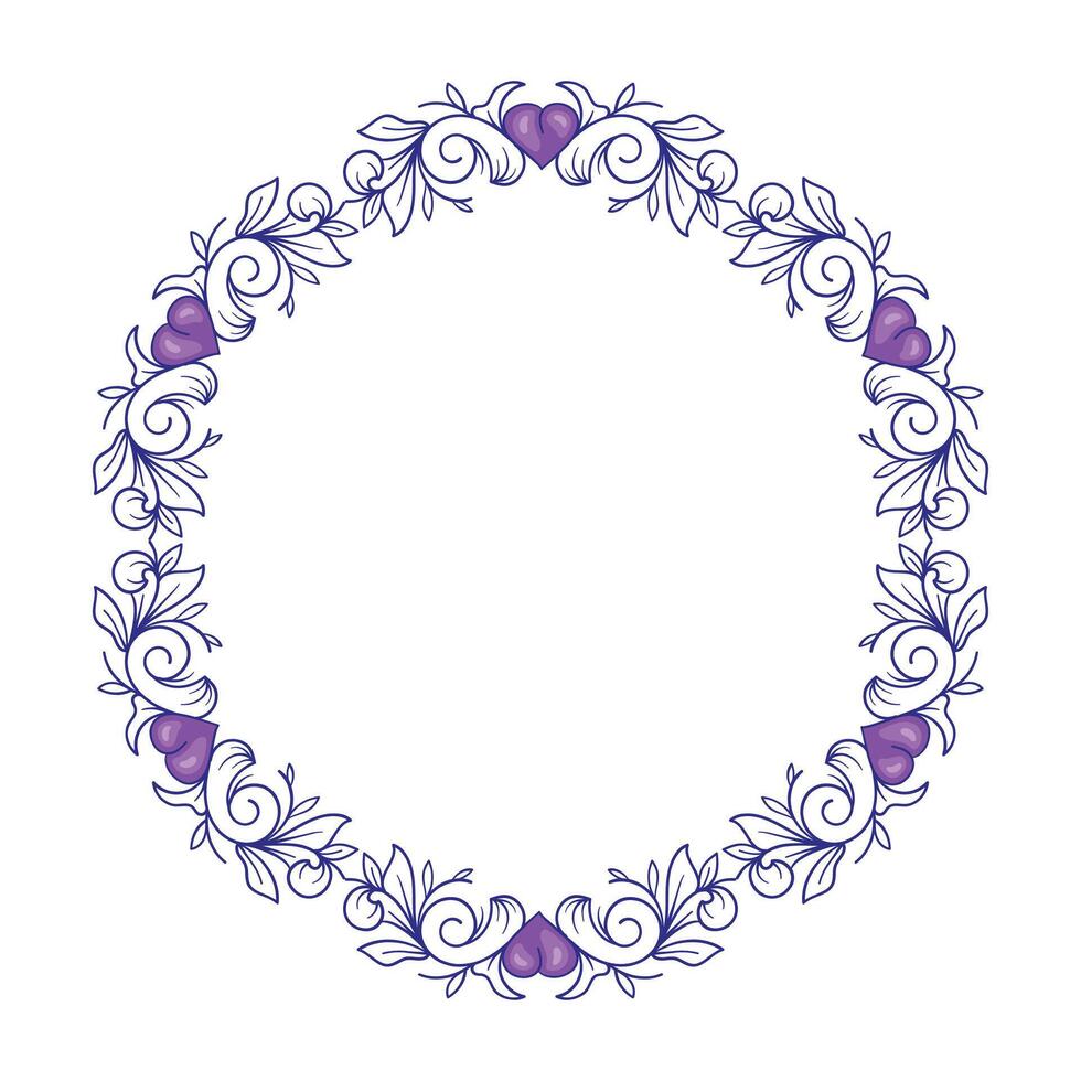 Hand drawn flat design hearts border and frame vector