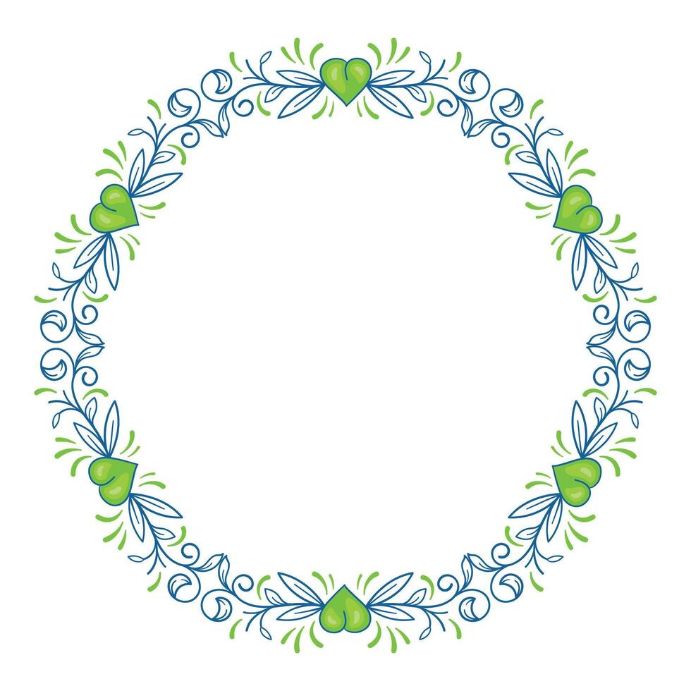 Hand drawn flat design hearts border and frame vector