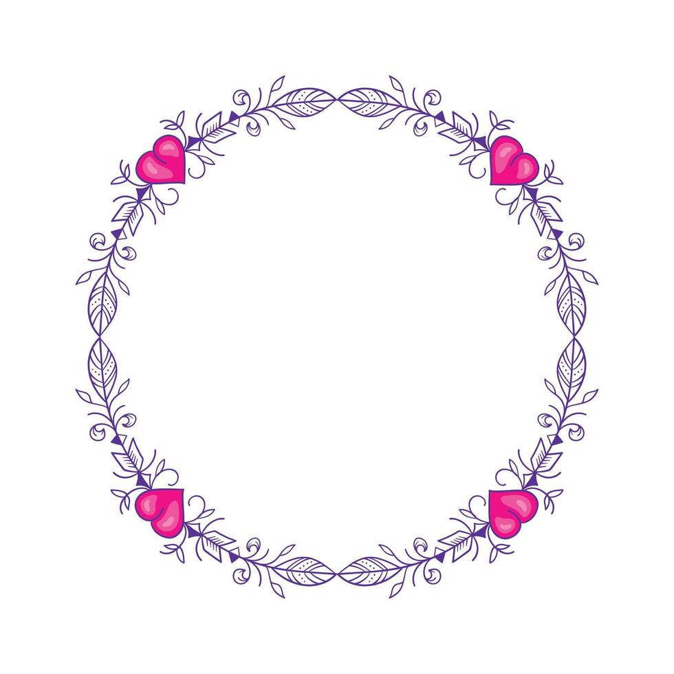Hand drawn flat design hearts border and frame vector