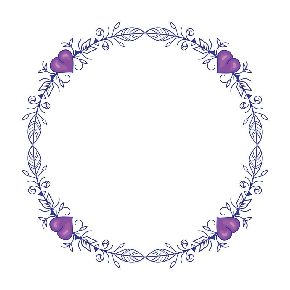 Hand drawn flat design hearts border and frame vector