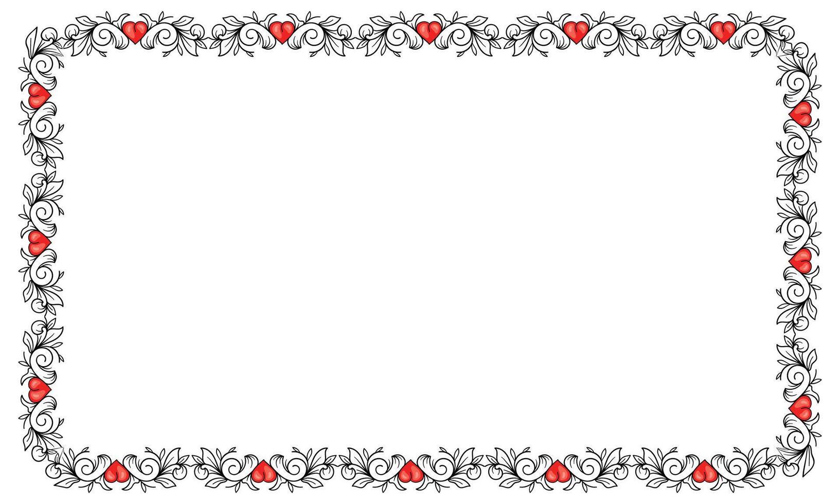 Hand drawn flat design hearts border and frame vector