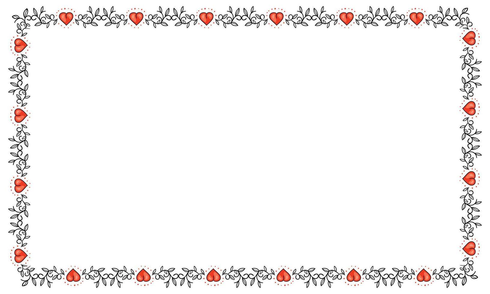 Hand drawn flat design hearts border and frame vector