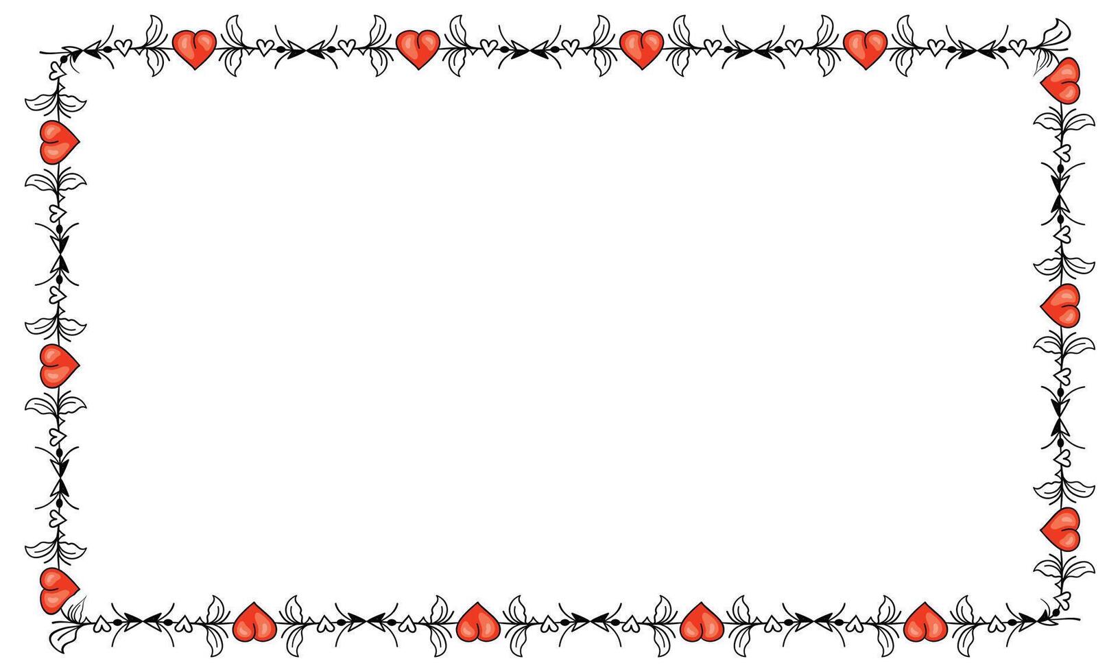 Hand drawn flat design hearts border and frame vector