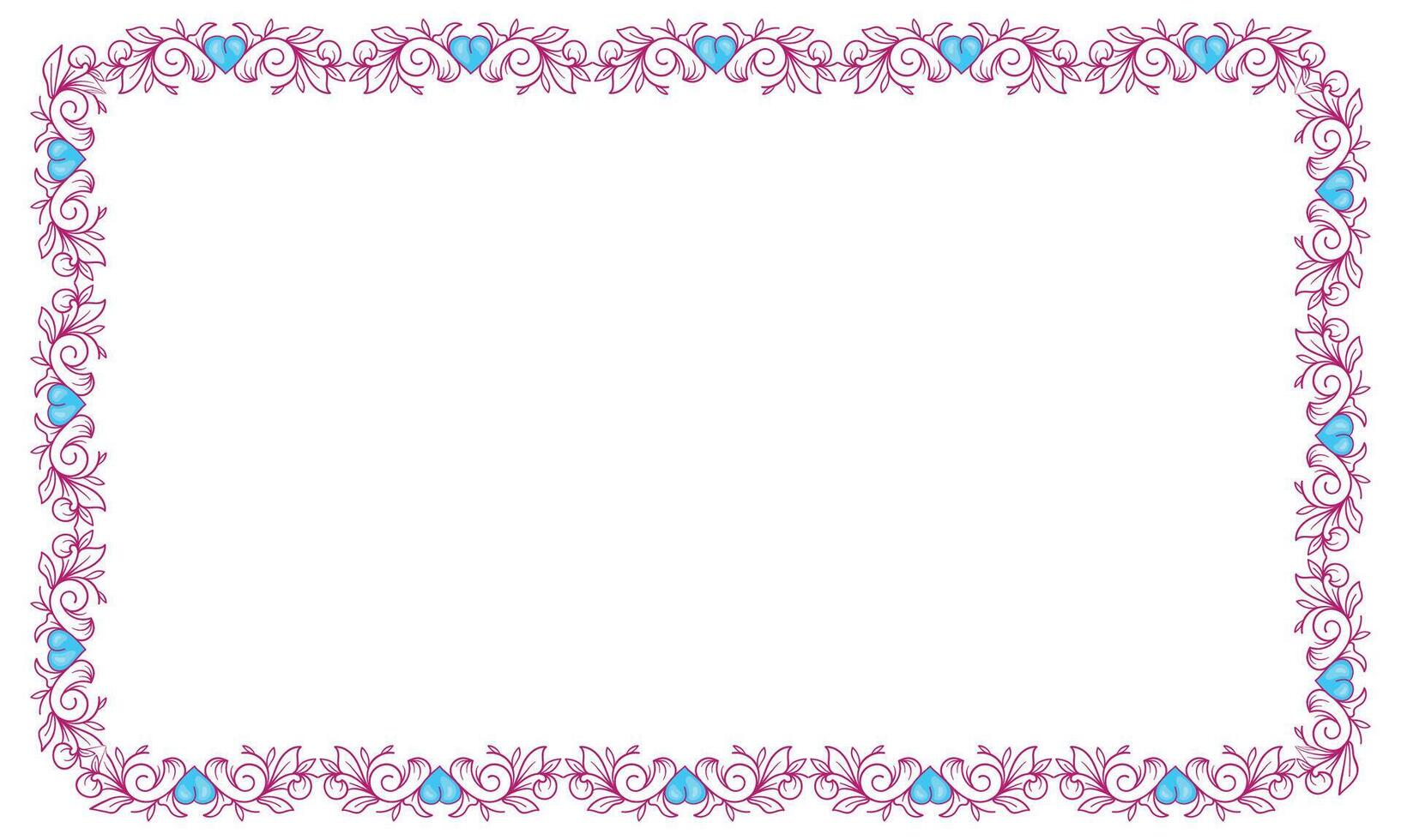 Hand drawn flat design hearts border and frame vector