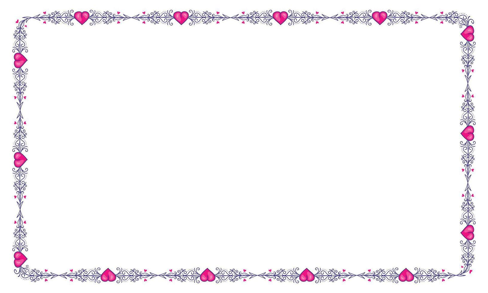 Hand drawn flat design hearts border and frame vector