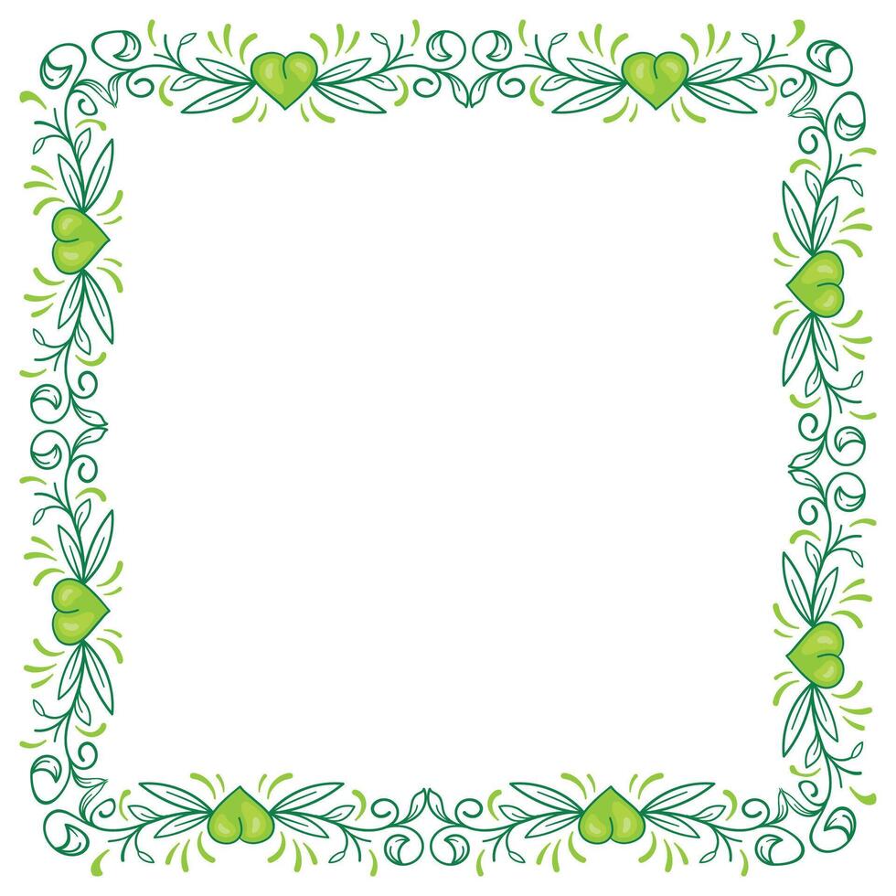 Hand drawn flat design hearts border and frame vector