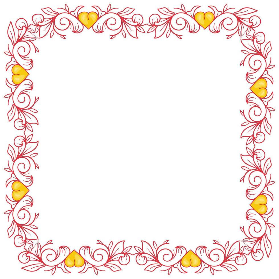 Hand drawn flat design hearts border and frame vector