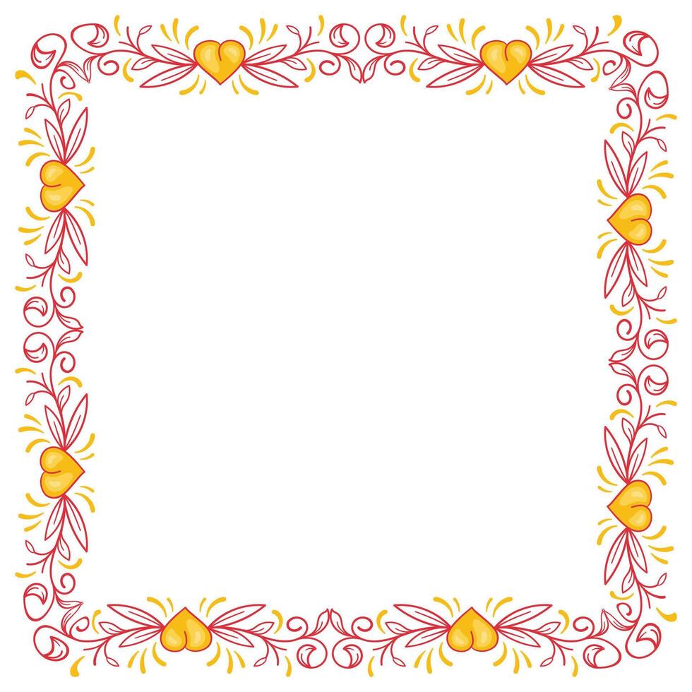 Hand drawn flat design hearts border and frame vector