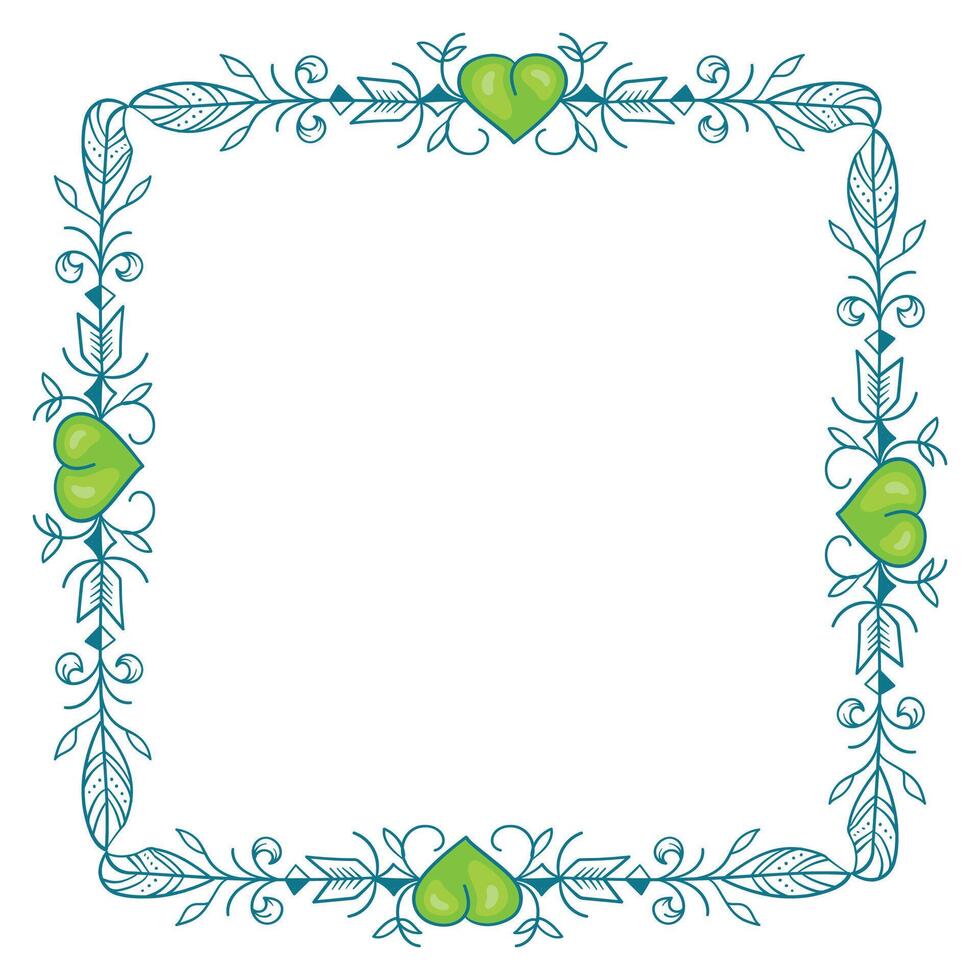 Hand drawn flat design hearts border and frame vector