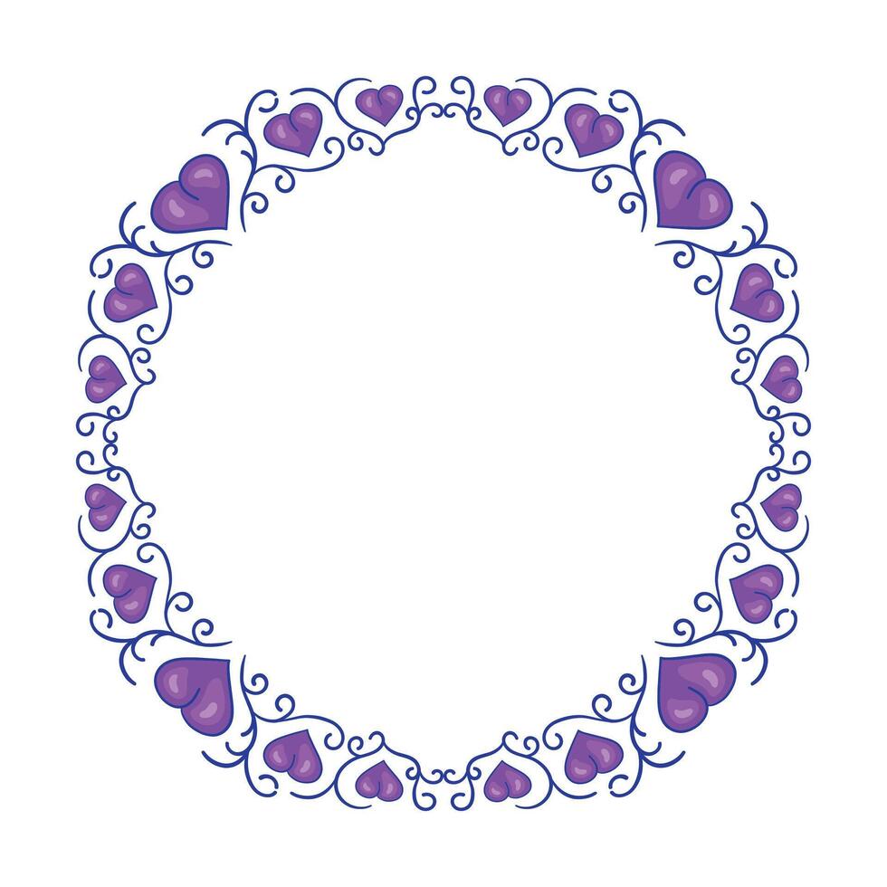 Hand drawn flat design hearts border and frame vector
