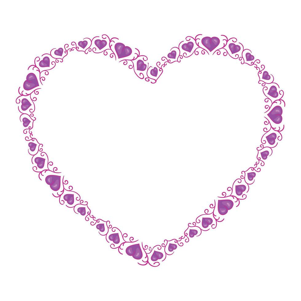 Hand drawn flat design hearts border and frame vector