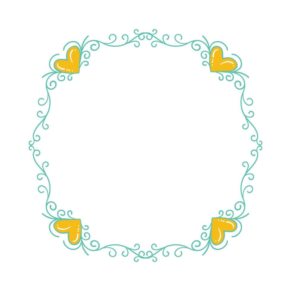 Hand drawn flat design hearts border and frame vector