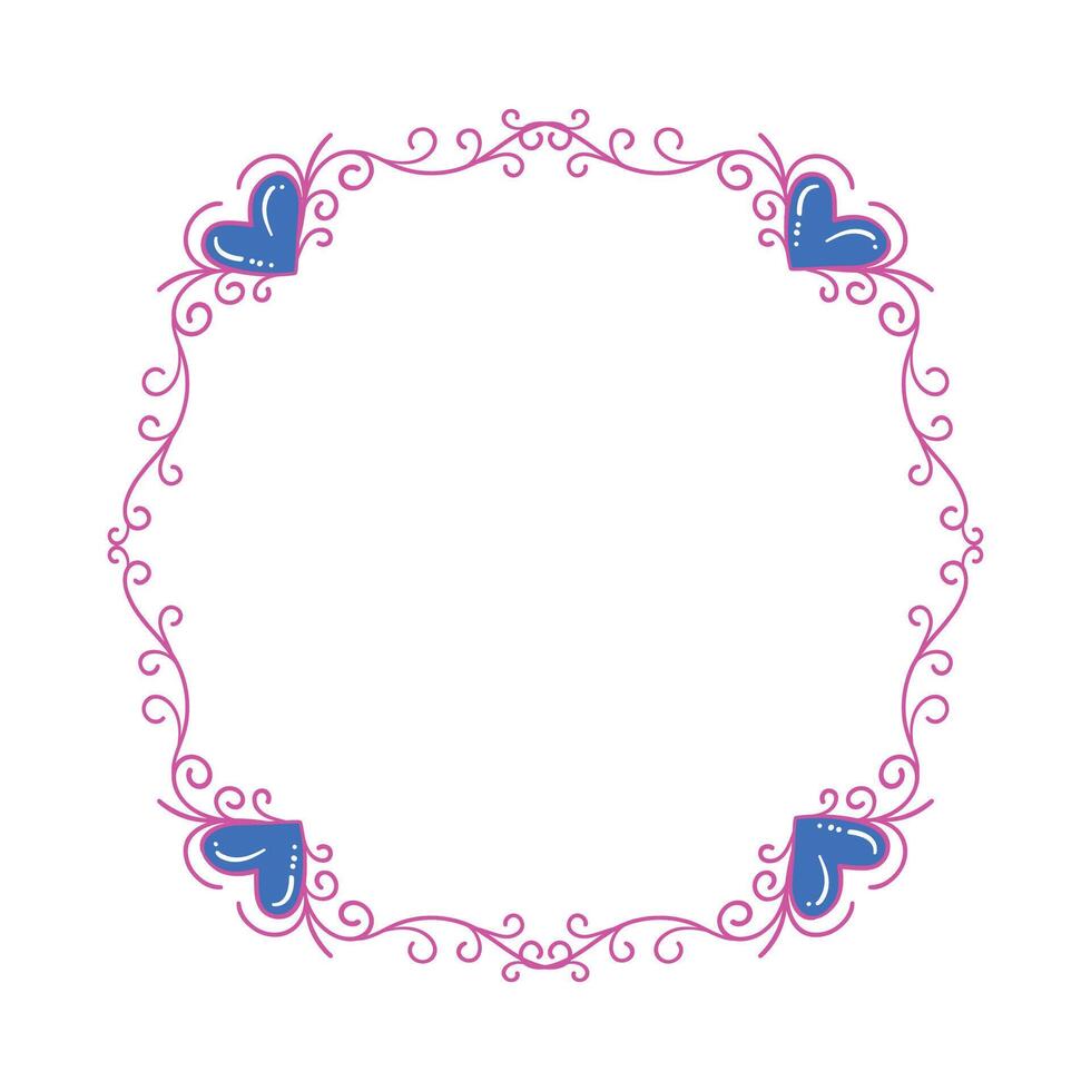 Hand drawn flat design hearts border and frame vector