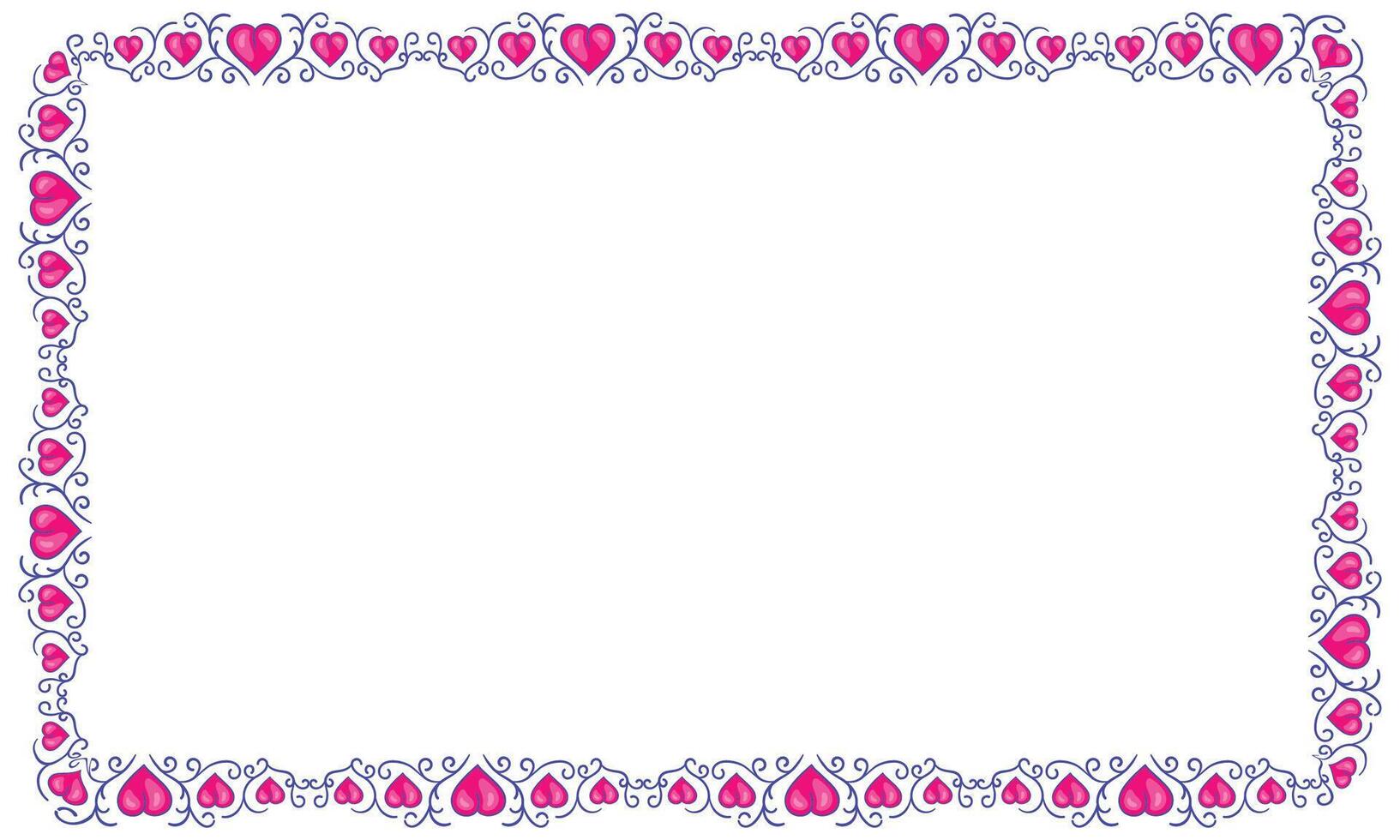 Hand drawn flat design hearts border and frame vector