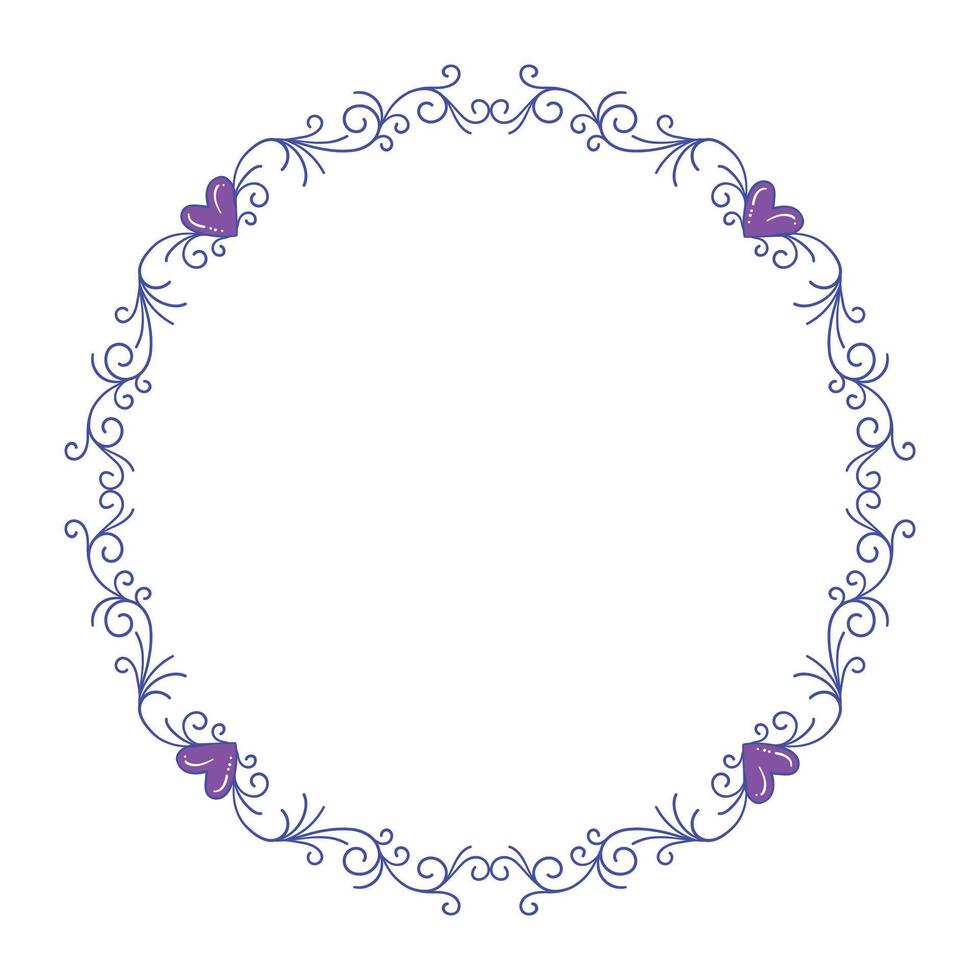 Hand drawn flat design hearts border and frame vector